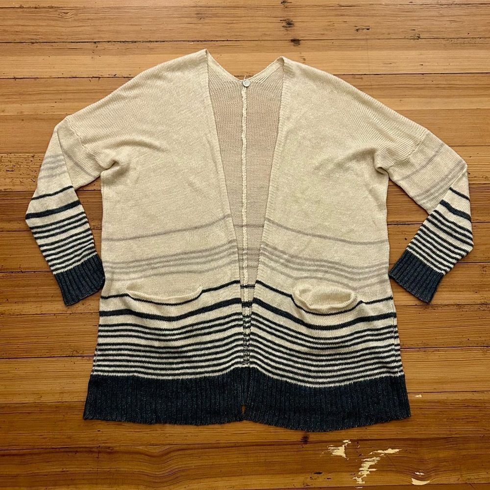 Margaret O’Leary striped linen open cardigan. Size 1 (XS/ S).